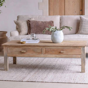 Nkuku Laali Grooved Mango Wood Coffee Table